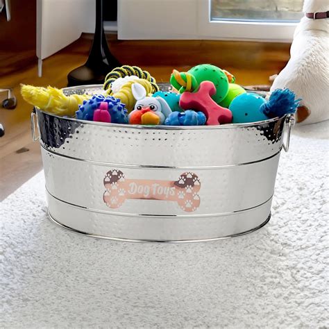 metal toy box for dogs|metal indestructible dog toy bin.